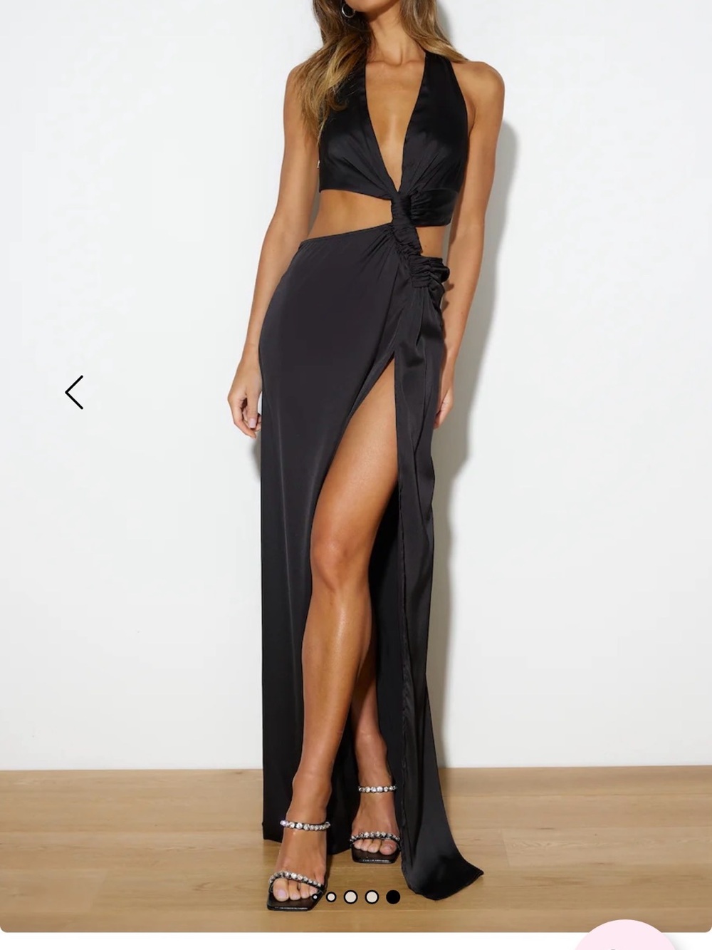 Hello Molly Black High-Slit Maxi Dress with Side Knot